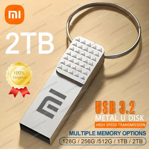 XIAOMI 2 تيرا بايت محرك فلاش أصلي USB 3.2 محرك قلم عالي السرعة 1 تيرا بايت معدن مقاوم للماء من النوع C ذاكرة USB لأجهزة تخزين الكمبيوتر